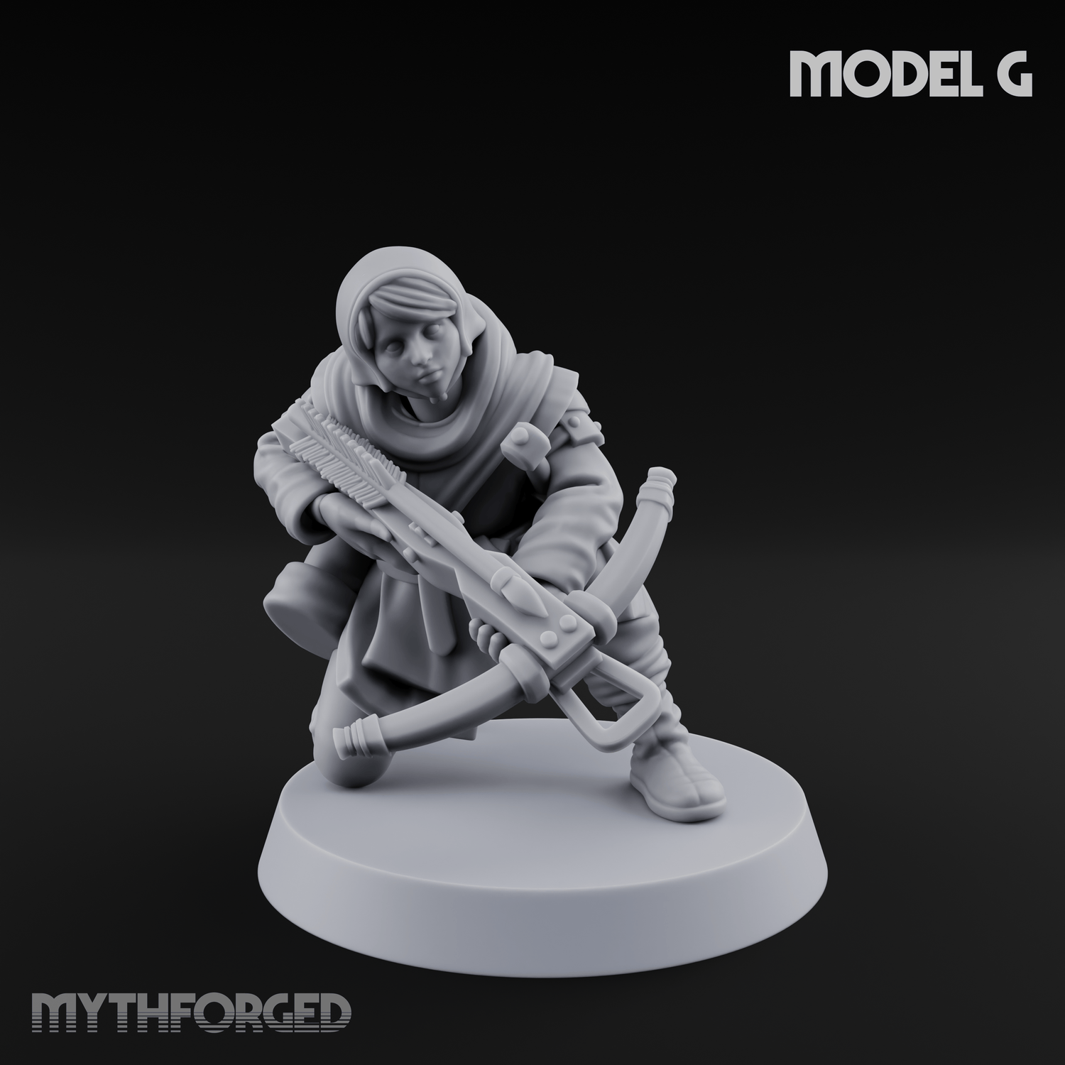 Shouldering The Load Human Crossbowwomen G Miniature for Dungeons and Dragons, Pathfinder or other TTRPGs