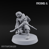 Shouldering The Load Human Crossbowwomen G Miniature for Dungeons and Dragons, Pathfinder or other TTRPGs