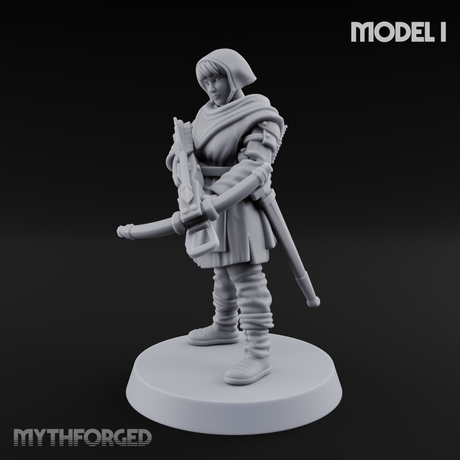 Shouldering The Load Human Crossbowwomen I Miniature for Dungeons and Dragons, Pathfinder or other TTRPGs