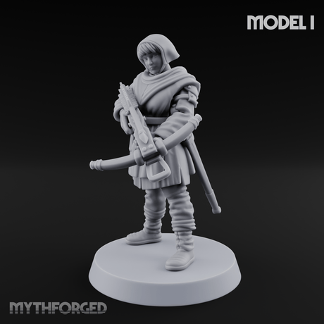Shouldering The Load Human Crossbowwomen Miniature for Dungeons and Dragons, Pathfinder or other TTRPGs