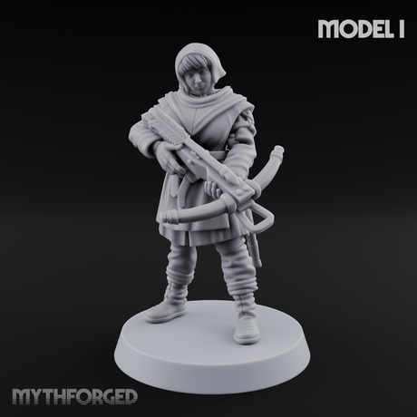 Shouldering The Load Human Crossbowwomen I Miniature for Dungeons and Dragons, Pathfinder or other TTRPGs