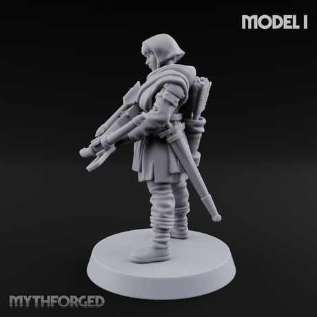 Shouldering The Load Human Crossbowwomen I Miniature for Dungeons and Dragons, Pathfinder or other TTRPGs