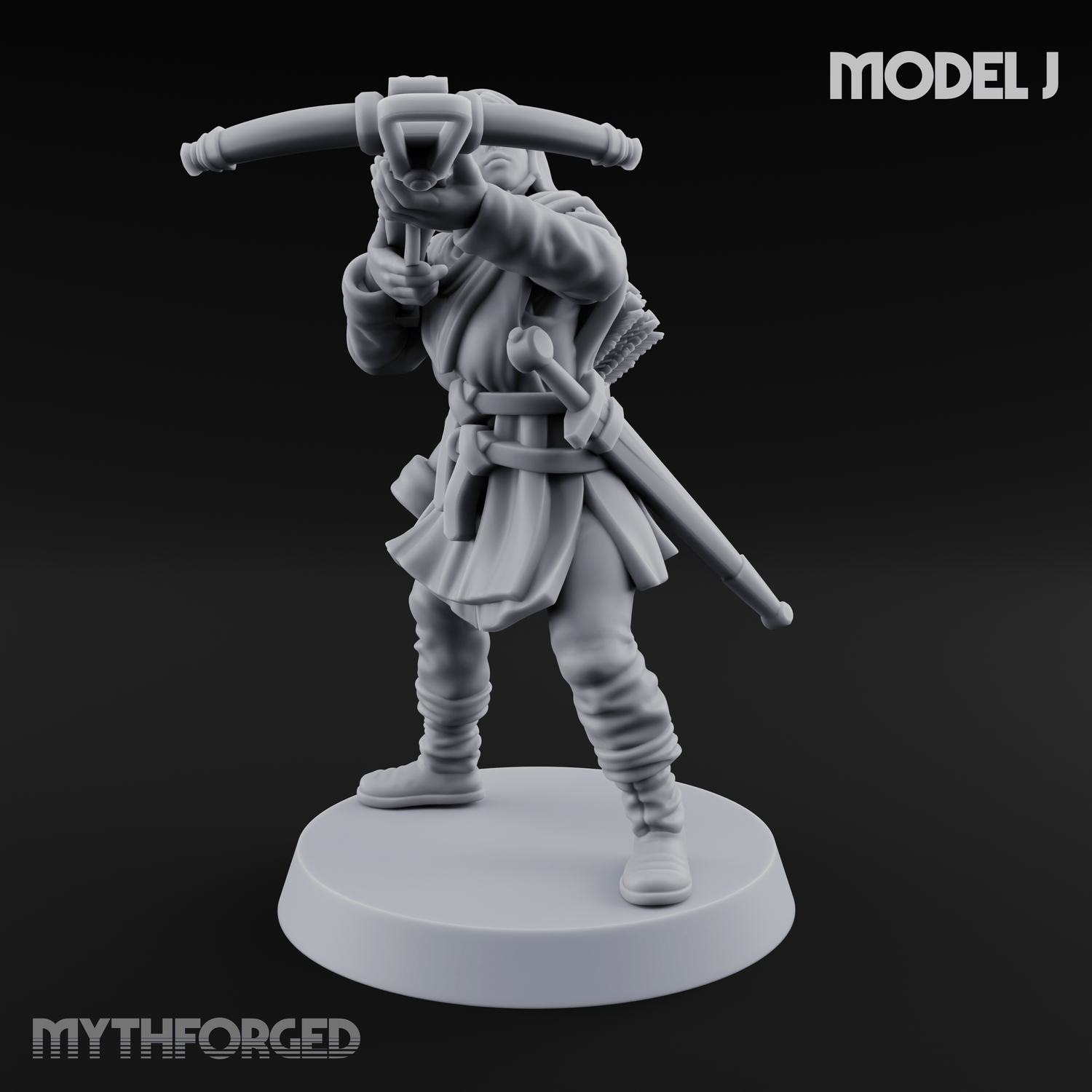 Shouldering The Load Human Crossbowwomen J Miniature for Dungeons and Dragons, Pathfinder or other TTRPGs