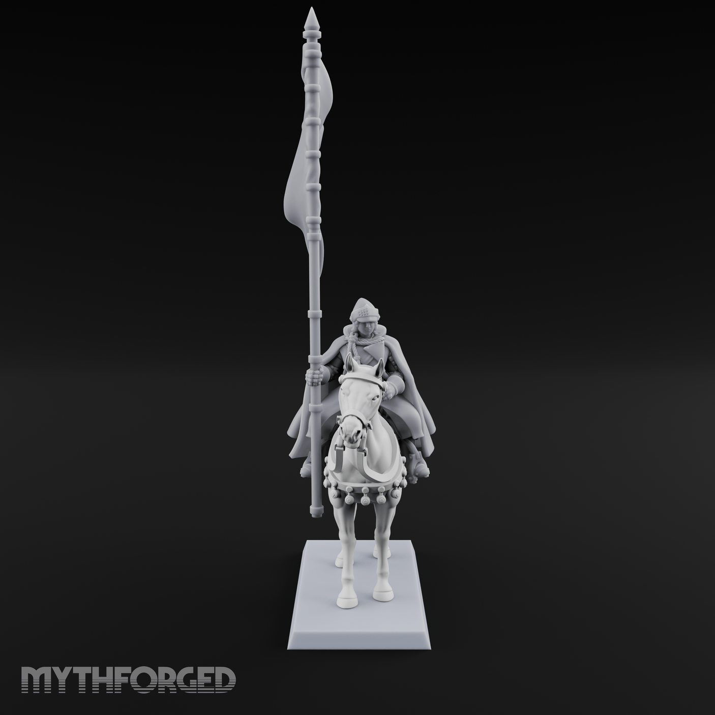 Trotting Human Flagbearer Miniature for Dungeons and Dragons, Pathfinder or other TTRPGs