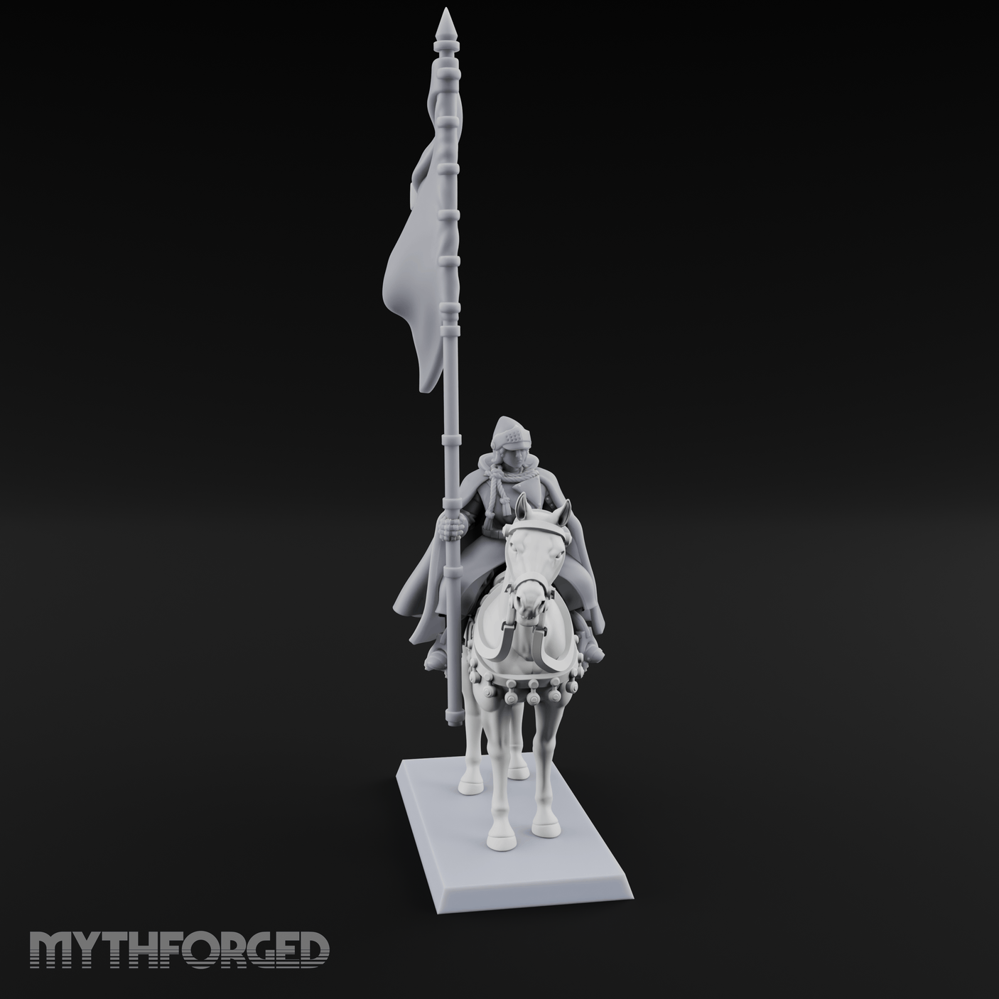 Trotting Human Flagbearer Miniature for Dungeons and Dragons, Pathfinder or other TTRPGs