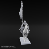 Trotting Human Flagbearer Miniature for Dungeons and Dragons, Pathfinder or other TTRPGs