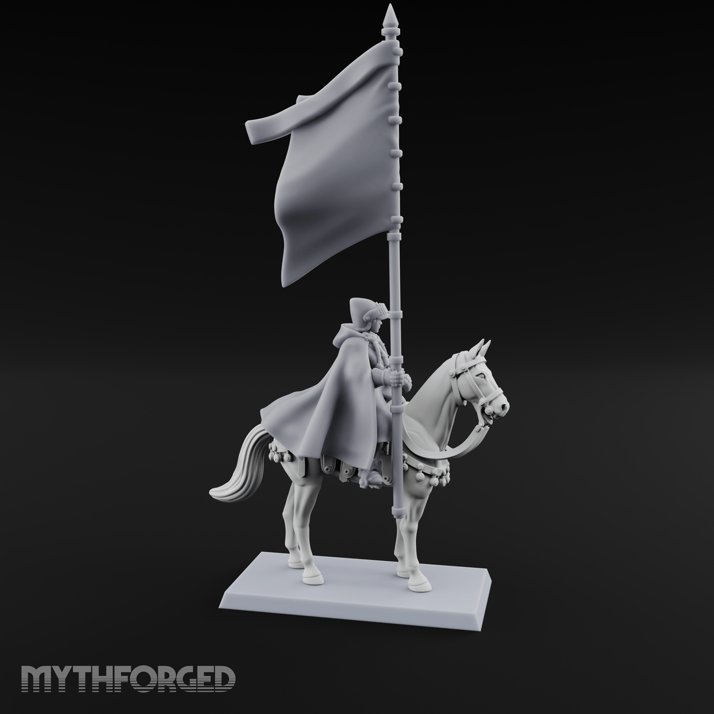 Trotting Human Flagbearer Miniature for Dungeons and Dragons, Pathfinder or other TTRPGs