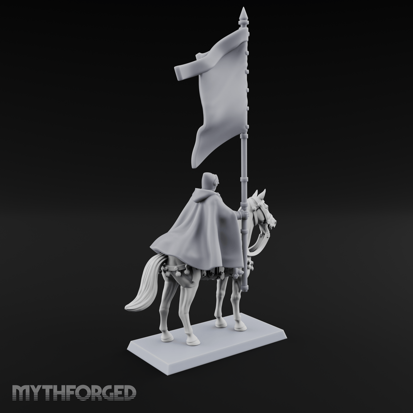 Trotting Human Flagbearer Miniature for Dungeons and Dragons, Pathfinder or other TTRPGs