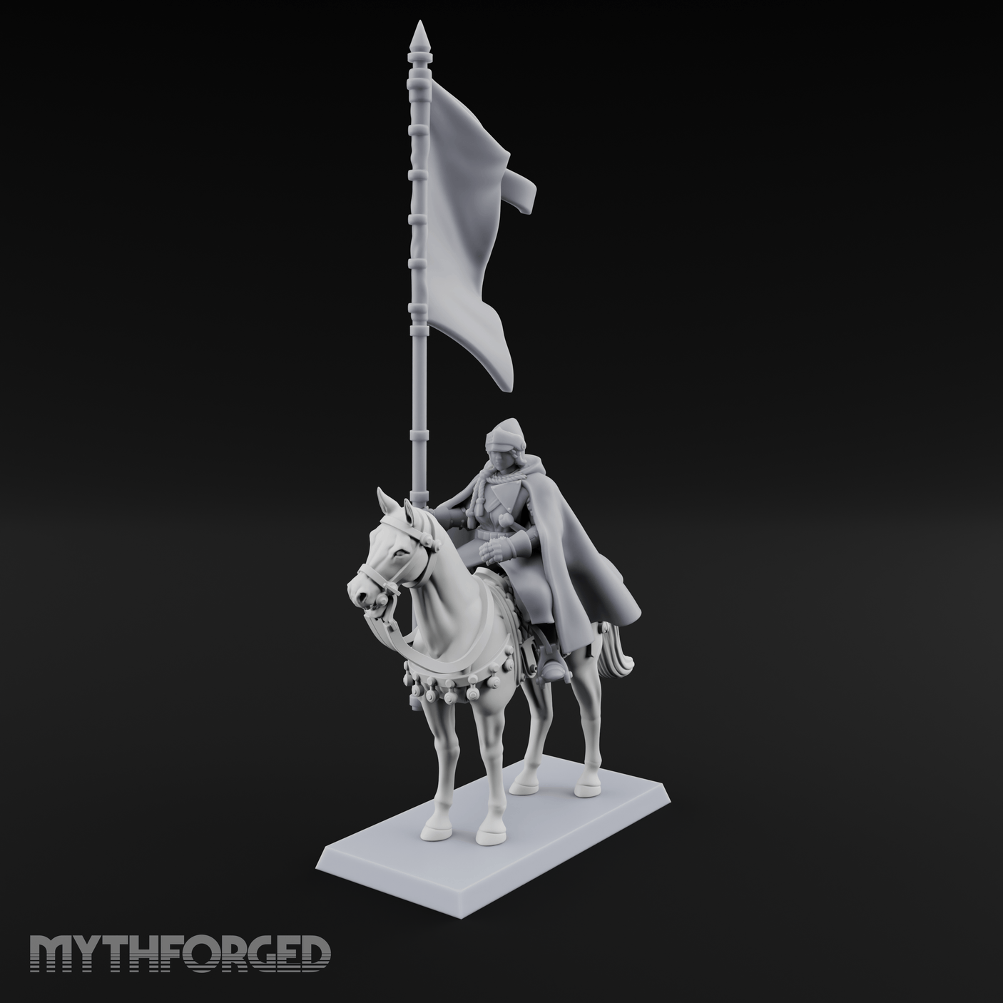 Trotting Human Flagbearer Miniature for Dungeons and Dragons, Pathfinder or other TTRPGs