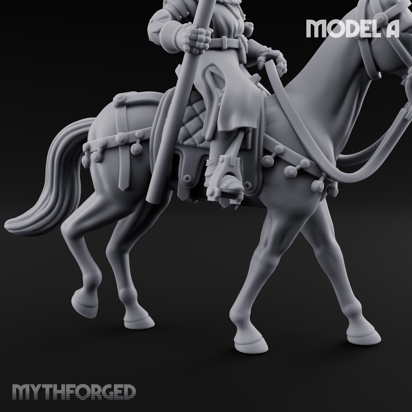 Charging Forward Mounted Human Lancers A Miniature for Dungeons and Dragons, Pathfinder or other TTRPGs