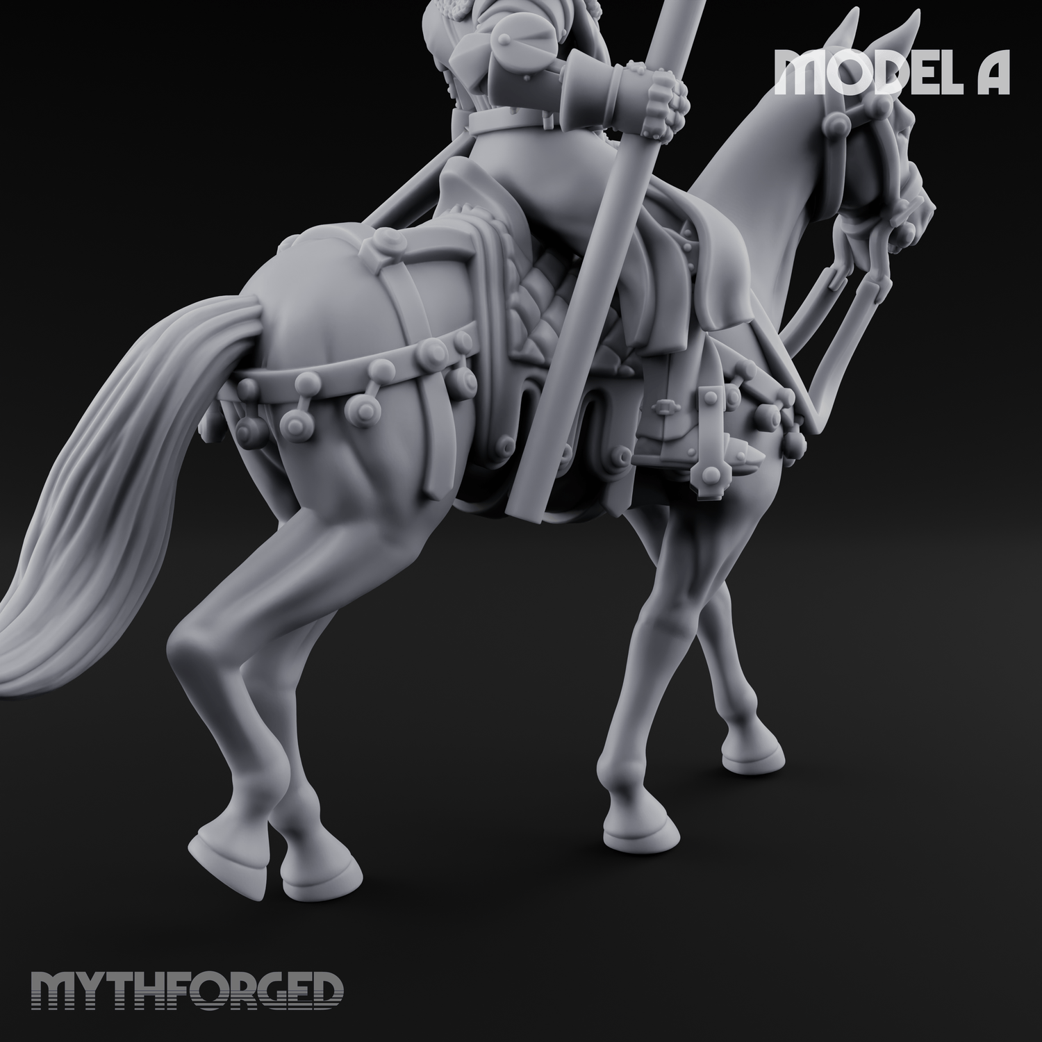 Charging Forward Mounted Human Lancers A Miniature for Dungeons and Dragons, Pathfinder or other TTRPGs