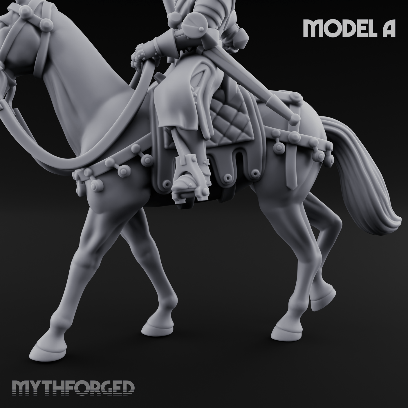 Charging Forward Mounted Human Lancers A Miniature for Dungeons and Dragons, Pathfinder or other TTRPGs