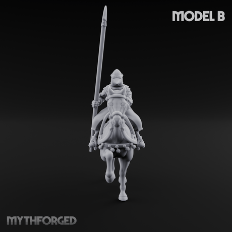 Charging Forward Mounted Human Lancers Miniature for Dungeons and Dragons, Pathfinder or other TTRPGs