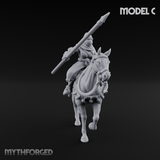Charging Forward Mounted Human Lancers C Miniature for Dungeons and Dragons, Pathfinder or other TTRPGs