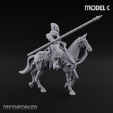 Charging Forward Mounted Human Lancers C Miniature for Dungeons and Dragons, Pathfinder or other TTRPGs