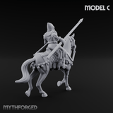 Charging Forward Mounted Human Lancers C Miniature for Dungeons and Dragons, Pathfinder or other TTRPGs