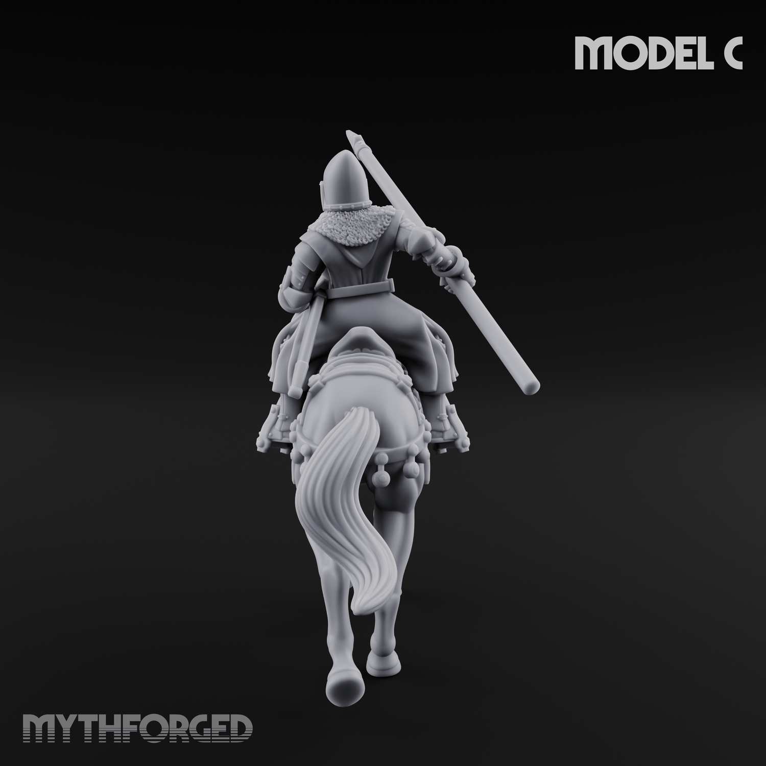 Charging Forward Mounted Human Lancers C Miniature for Dungeons and Dragons, Pathfinder or other TTRPGs