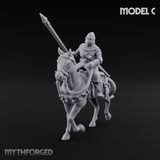 Charging Forward Mounted Human Lancers C Miniature for Dungeons and Dragons, Pathfinder or other TTRPGs