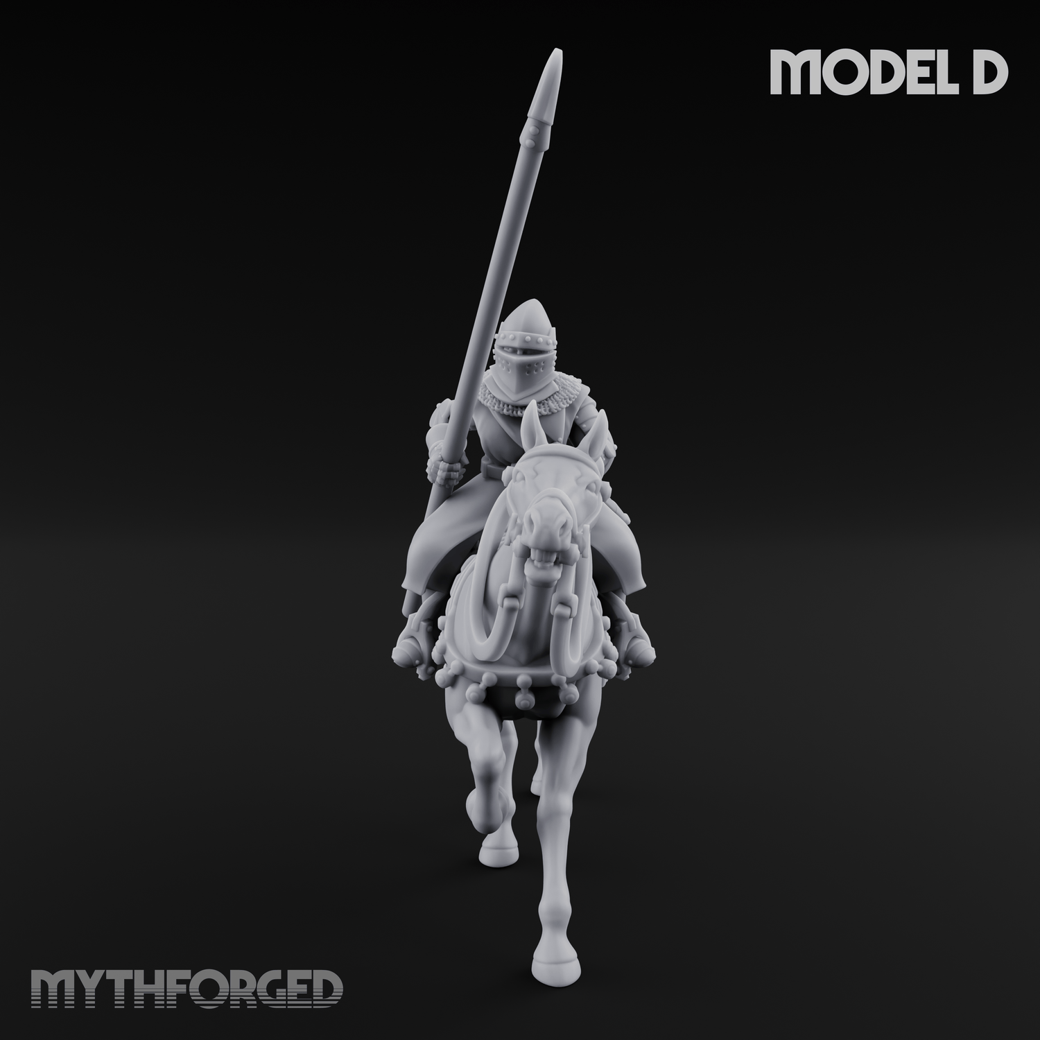 Charging Forward Mounted Human Lancers D Miniature for Dungeons and Dragons, Pathfinder or other TTRPGs
