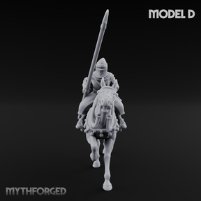 Charging Forward Mounted Human Lancers D Miniature for Dungeons and Dragons, Pathfinder or other TTRPGs