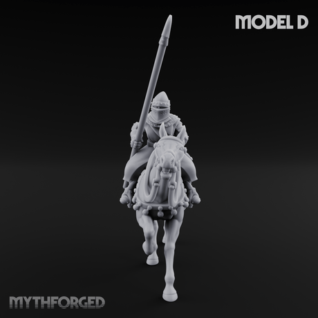 Charging Forward Mounted Human Lancers D Miniature for Dungeons and Dragons, Pathfinder or other TTRPGs