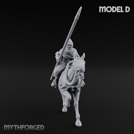 Charging Forward Mounted Human Lancers D Miniature for Dungeons and Dragons, Pathfinder or other TTRPGs