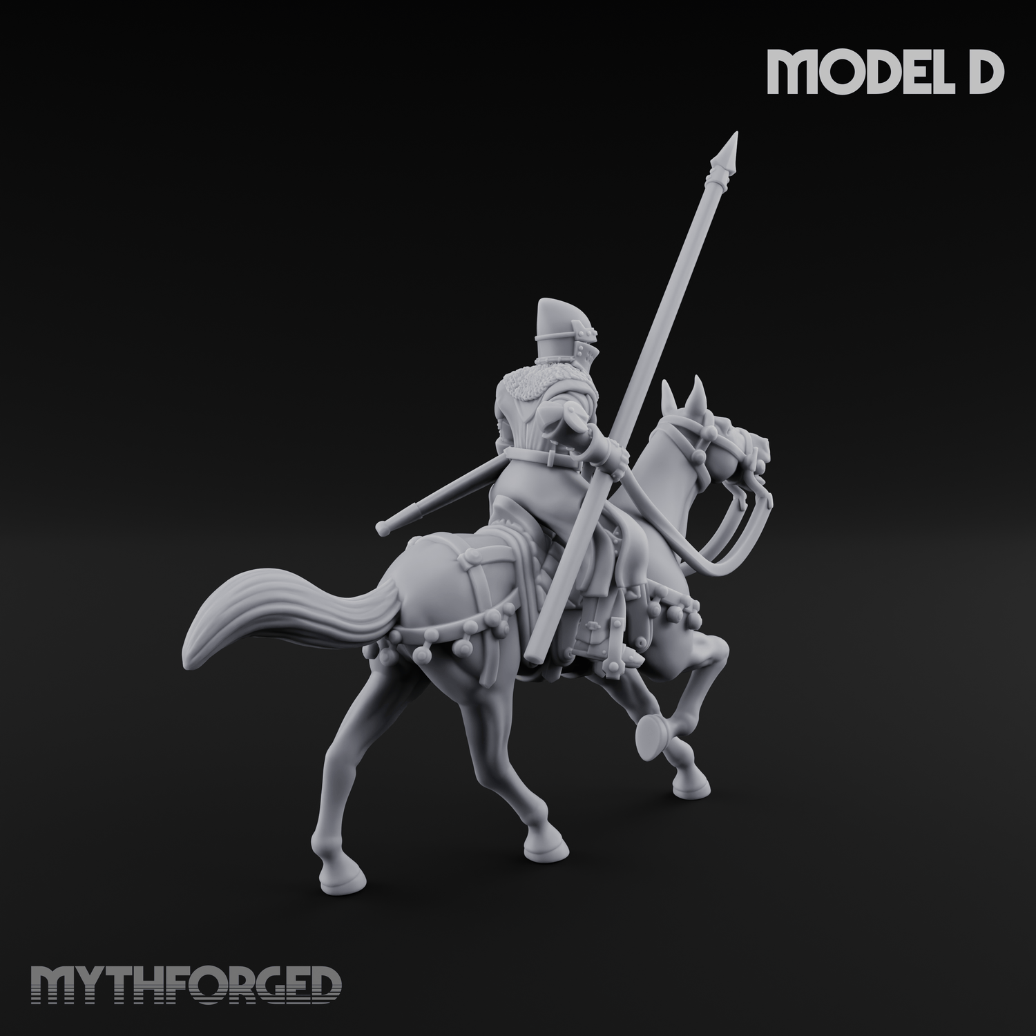 Charging Forward Mounted Human Lancers D Miniature for Dungeons and Dragons, Pathfinder or other TTRPGs