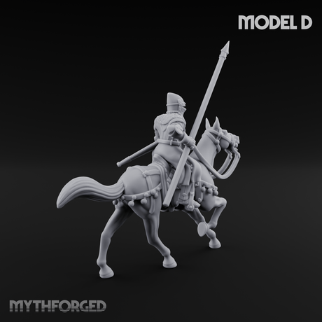 Charging Forward Mounted Human Lancers D Miniature for Dungeons and Dragons, Pathfinder or other TTRPGs