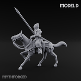 Charging Forward Mounted Human Lancers D Miniature for Dungeons and Dragons, Pathfinder or other TTRPGs