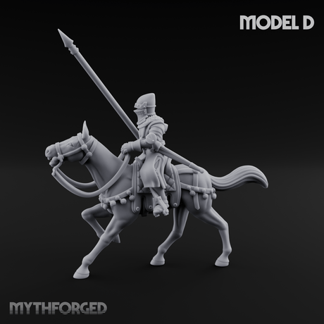 Charging Forward Mounted Human Lancers D Miniature for Dungeons and Dragons, Pathfinder or other TTRPGs
