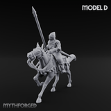 Charging Forward Mounted Human Lancers D Miniature for Dungeons and Dragons, Pathfinder or other TTRPGs