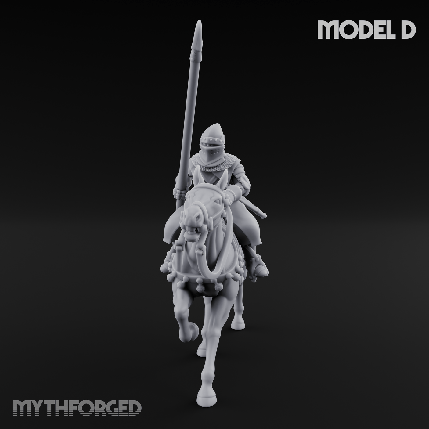 Charging Forward Mounted Human Lancers D Miniature for Dungeons and Dragons, Pathfinder or other TTRPGs