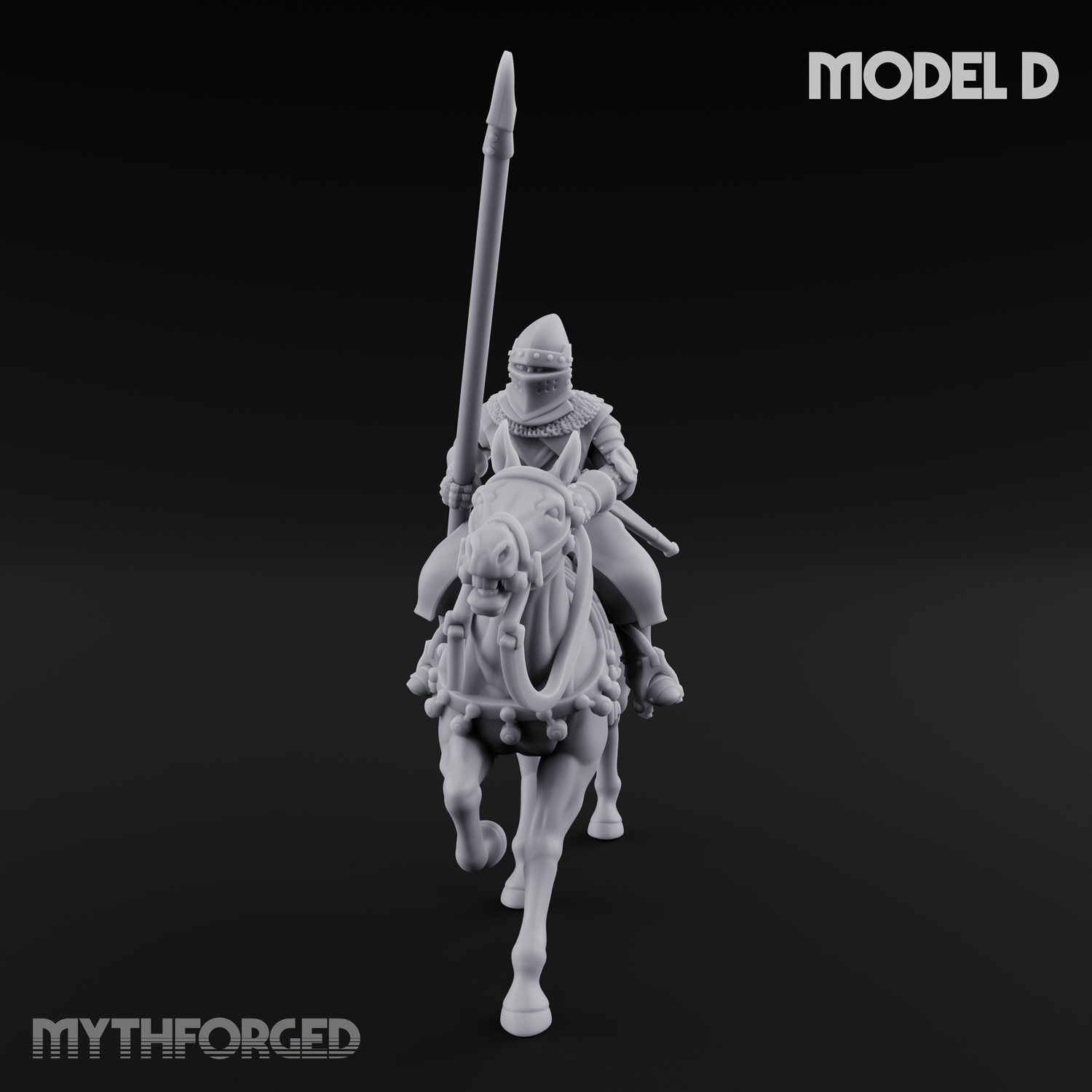Charging Forward Mounted Human Lancers D Miniature for Dungeons and Dragons, Pathfinder or other TTRPGs