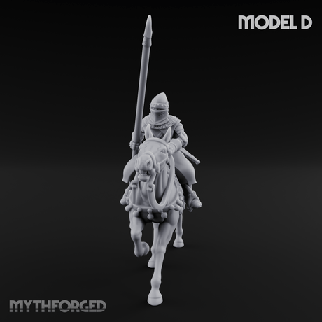 Charging Forward Mounted Human Lancers D Miniature for Dungeons and Dragons, Pathfinder or other TTRPGs
