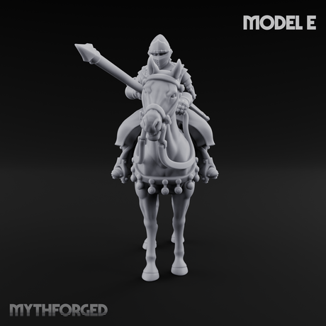 Charging Forward Mounted Human Lancers Miniature for Dungeons and Dragons, Pathfinder or other TTRPGs