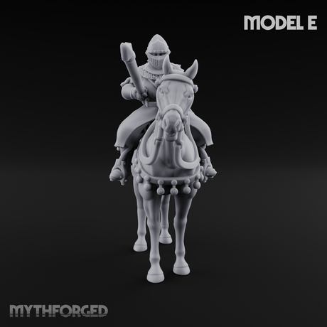 Charging Forward Mounted Human Lancers Miniature for Dungeons and Dragons, Pathfinder or other TTRPGs