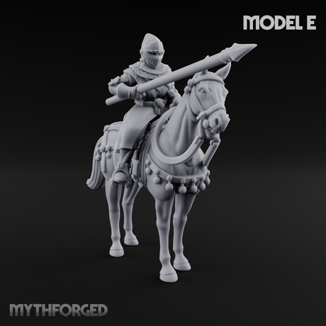 Charging Forward Mounted Human Lancers E Miniature for Dungeons and Dragons, Pathfinder or other TTRPGs