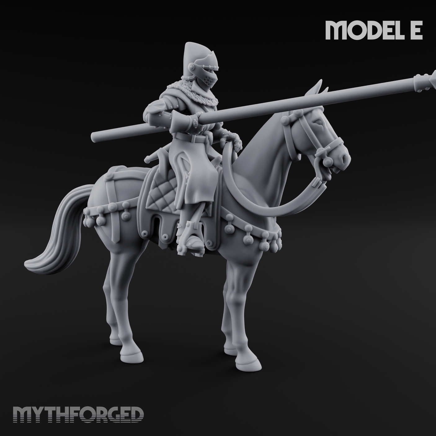 Charging Forward Mounted Human Lancers E Miniature for Dungeons and Dragons, Pathfinder or other TTRPGs