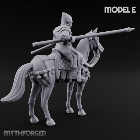 Charging Forward Mounted Human Lancers E Miniature for Dungeons and Dragons, Pathfinder or other TTRPGs