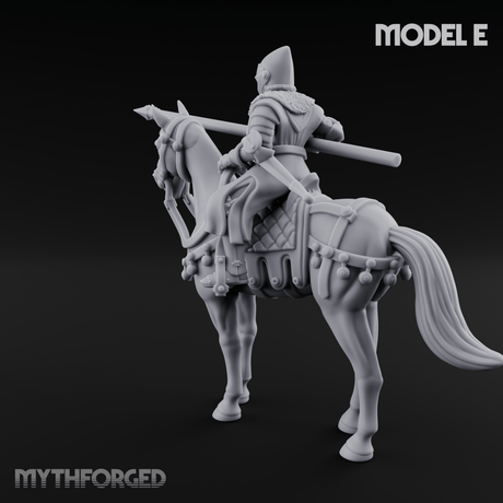 Charging Forward Mounted Human Lancers E Miniature for Dungeons and Dragons, Pathfinder or other TTRPGs