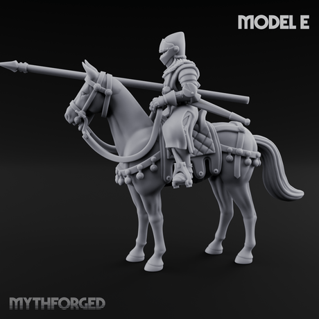 Charging Forward Mounted Human Lancers E Miniature for Dungeons and Dragons, Pathfinder or other TTRPGs