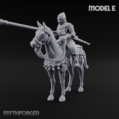 Charging Forward Mounted Human Lancers E Miniature for Dungeons and Dragons, Pathfinder or other TTRPGs