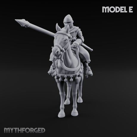 Charging Forward Mounted Human Lancers E Miniature for Dungeons and Dragons, Pathfinder or other TTRPGs