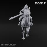 Charging Forward Mounted Human Lancers F Miniature for Dungeons and Dragons, Pathfinder or other TTRPGs