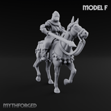 Charging Forward Mounted Human Lancers F Miniature for Dungeons and Dragons, Pathfinder or other TTRPGs