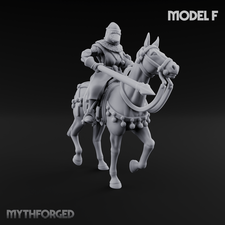 Charging Forward Mounted Human Lancers F Miniature for Dungeons and Dragons, Pathfinder or other TTRPGs