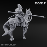 Charging Forward Mounted Human Lancers F Miniature for Dungeons and Dragons, Pathfinder or other TTRPGs