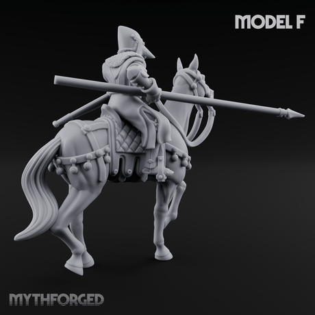 Charging Forward Mounted Human Lancers F Miniature for Dungeons and Dragons, Pathfinder or other TTRPGs