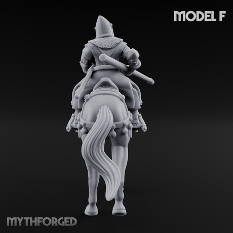 Charging Forward Mounted Human Lancers F Miniature for Dungeons and Dragons, Pathfinder or other TTRPGs
