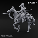 Charging Forward Mounted Human Lancers F Miniature for Dungeons and Dragons, Pathfinder or other TTRPGs